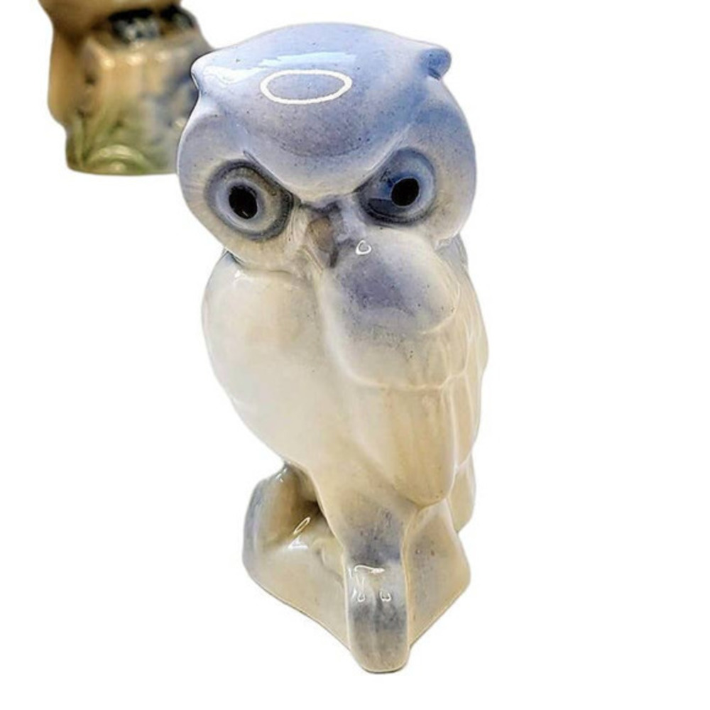 Vintage Miguel Requena Porcelain Blue Brown‎ White Owl Figurine Collectible